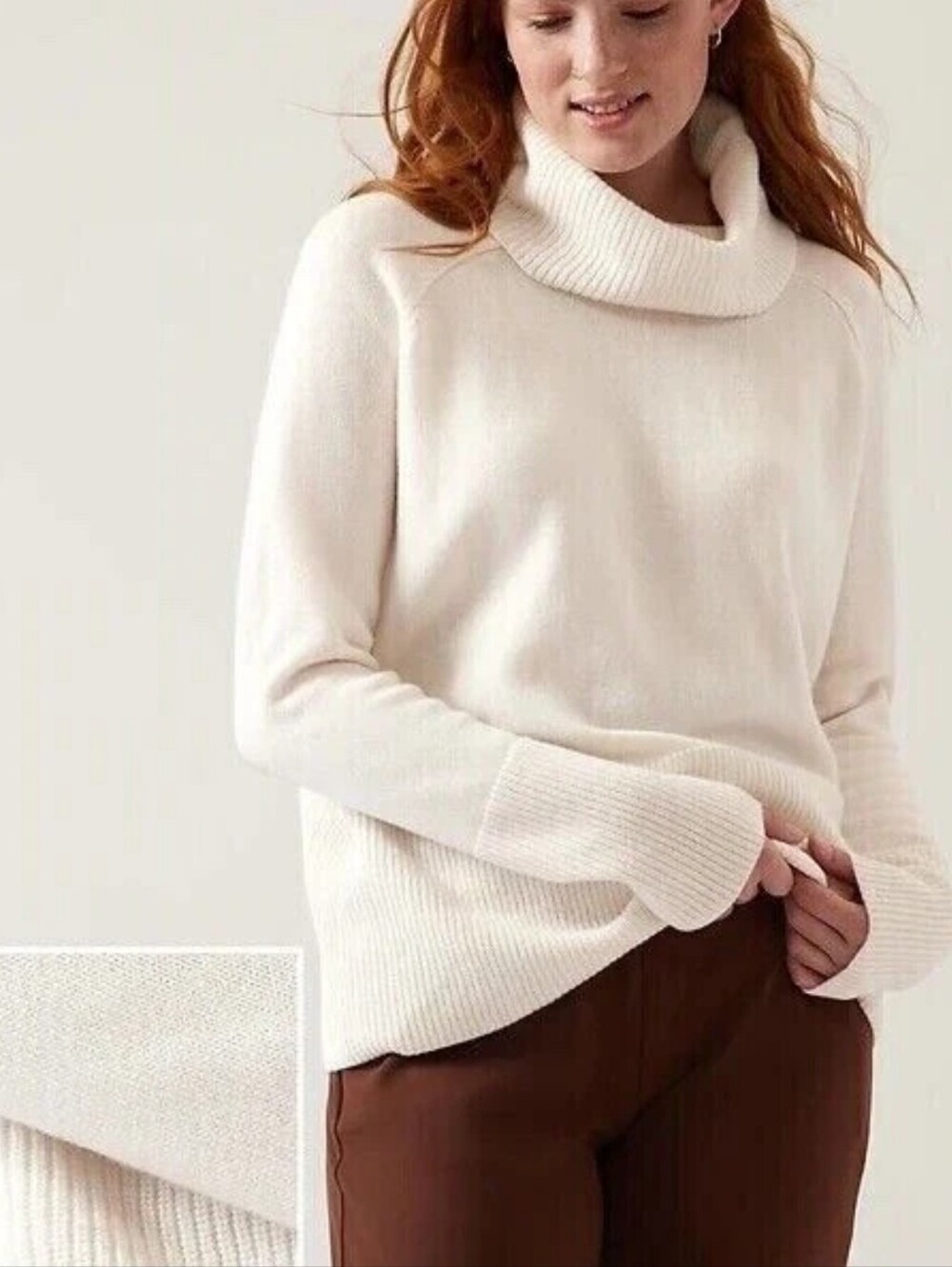 Athleta Size Alpine Turtleneck Wool Sweater Cream #466750